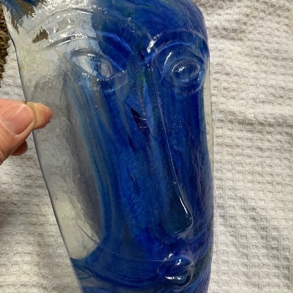 Vintage Skydreamer Blue Swirl Art Glass Face Mask by Jaramillo Brothers - Picture 3 of 7